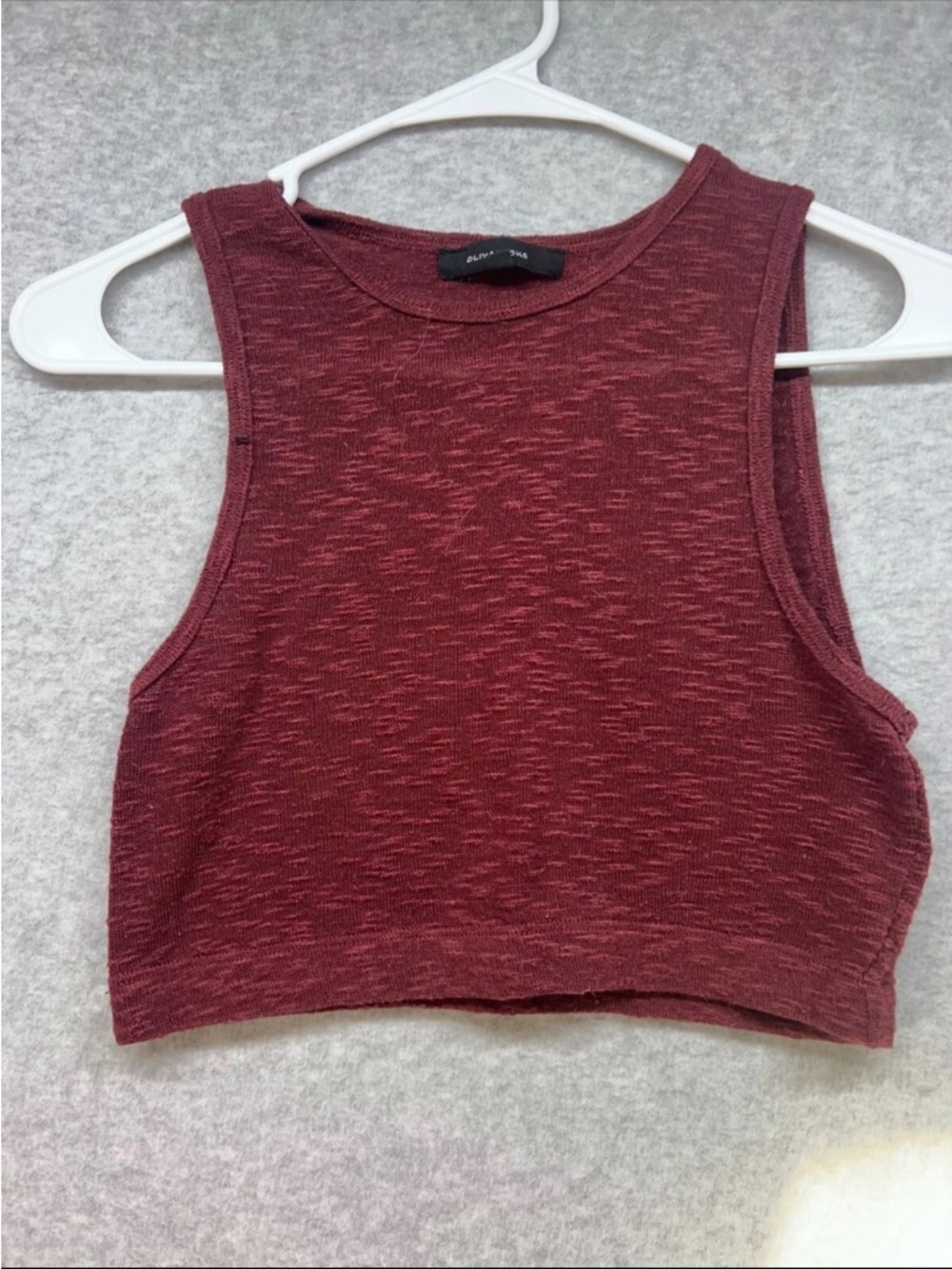 Olivaceous Marled Burgundy Ribbed Crop Tank